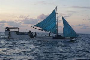A rickety Indonesian fishing boat 